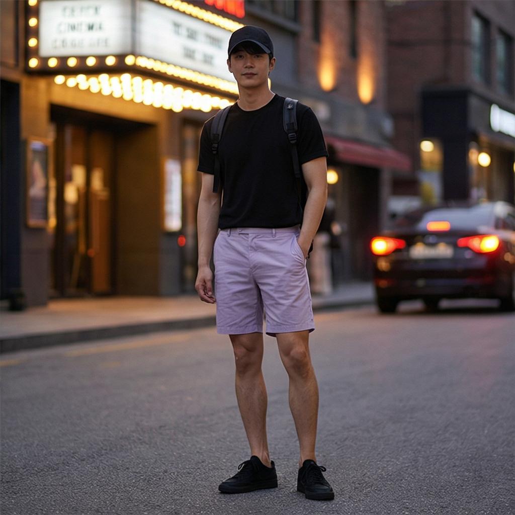 검정색 반팔 티셔츠: 모던한 분위기