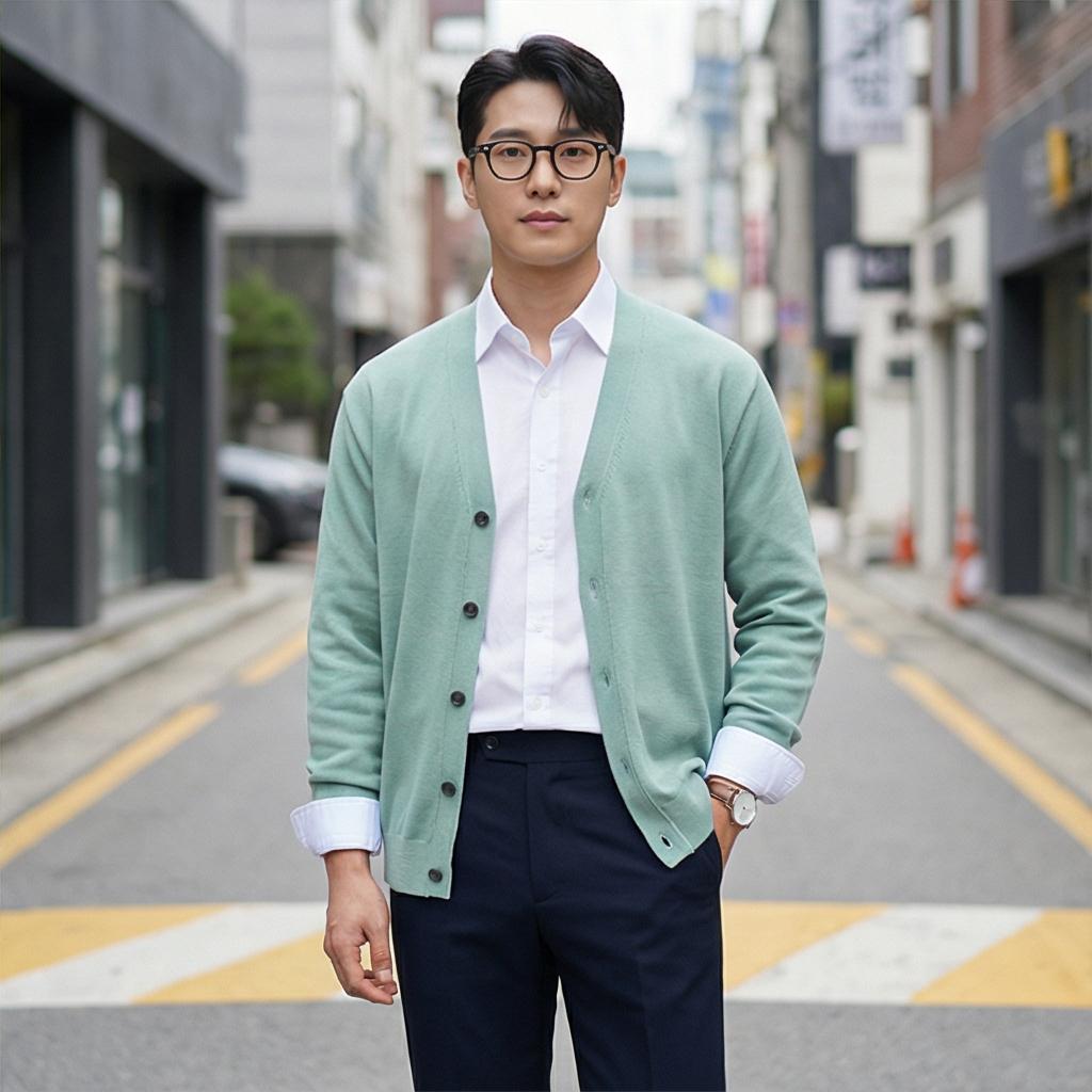 화이트 셔츠 & 네이비 슬랙스: 댄디한 데이트 룩