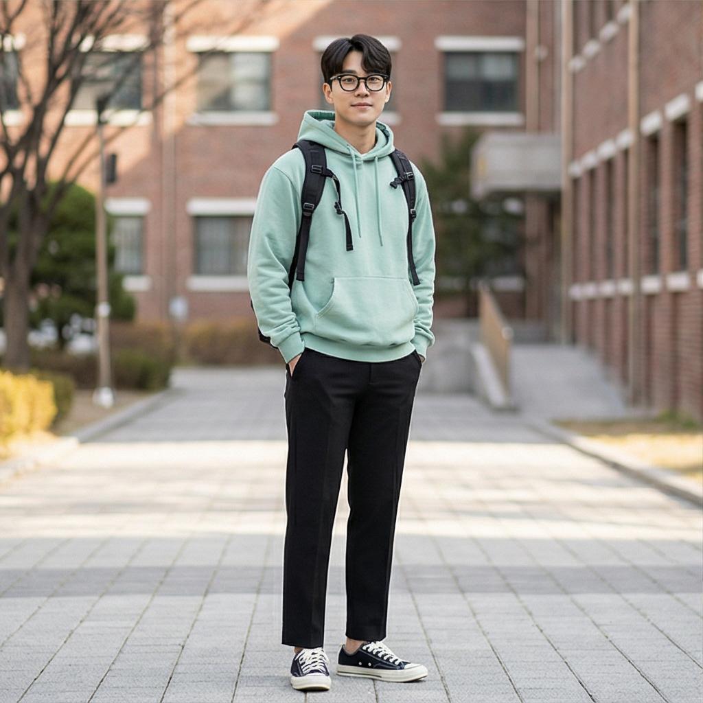 검정 슬랙스: 단정한 캠퍼스 룩