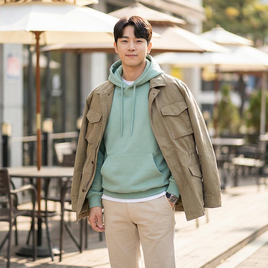 베이지 면바지: 부드러운 나들이 룩
