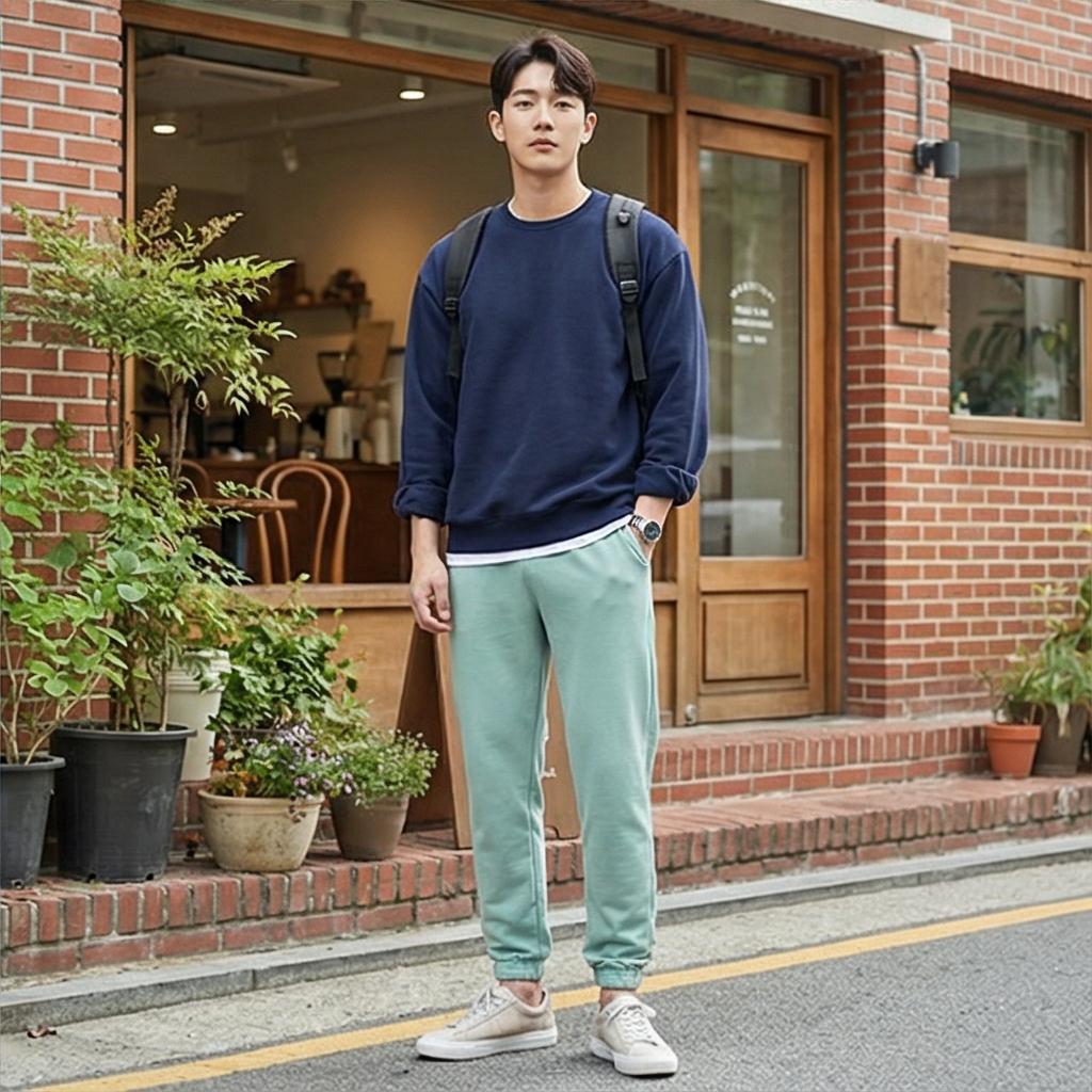 네이비 맨투맨: 세련된 위켄드 룩