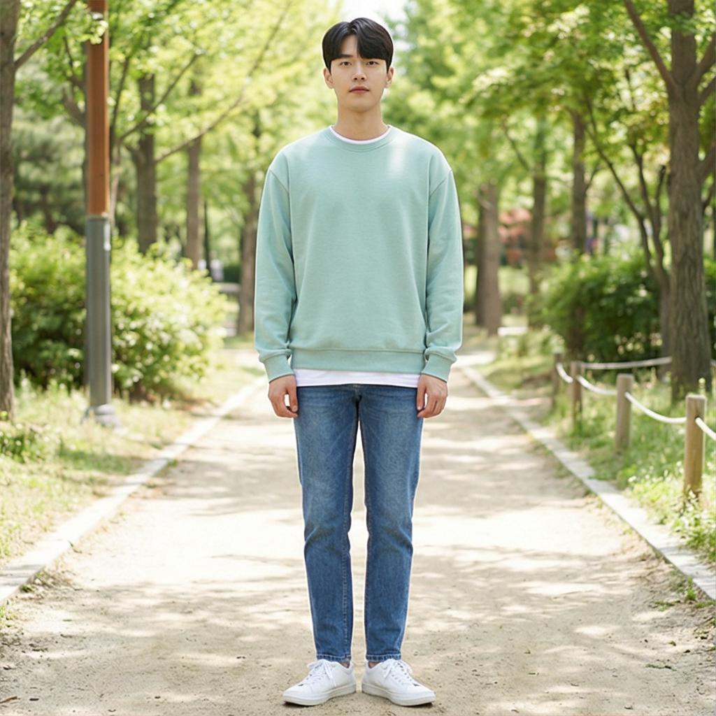 중청 데님 팬츠: 활동적인 주말 데일리룩