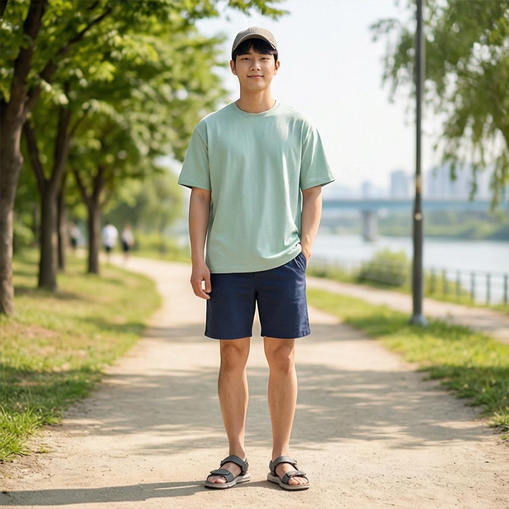 네이비 반바지: 시원한 근교 나들이 룩