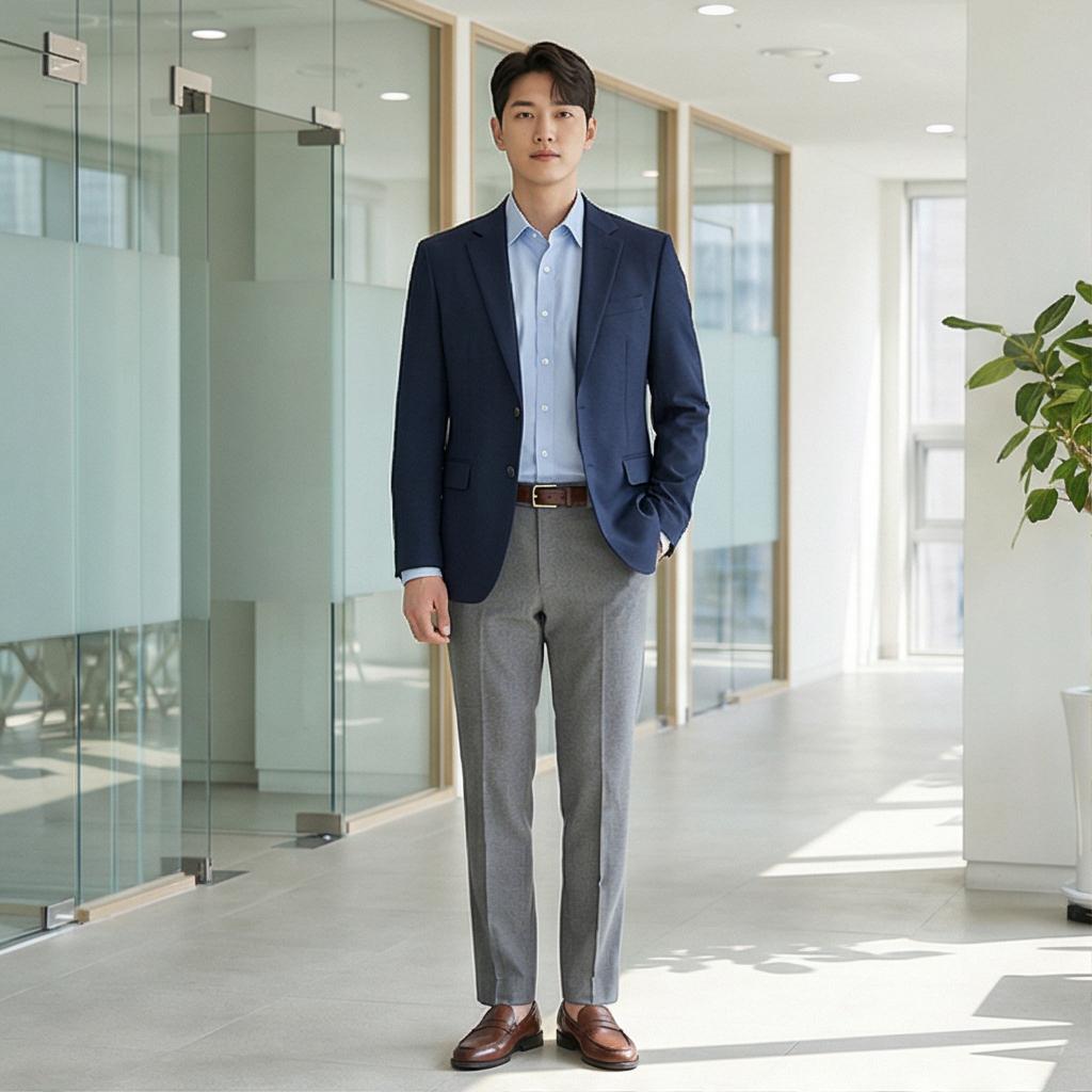 그레이 슬랙스: 비즈니스 캐주얼 룩