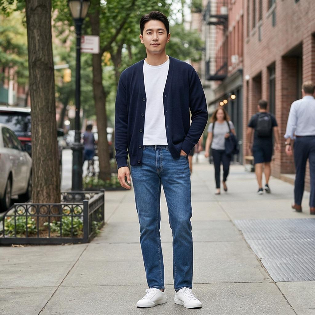 흰색 반팔 티셔츠와 청바지: 편안한 주말 나들이 룩