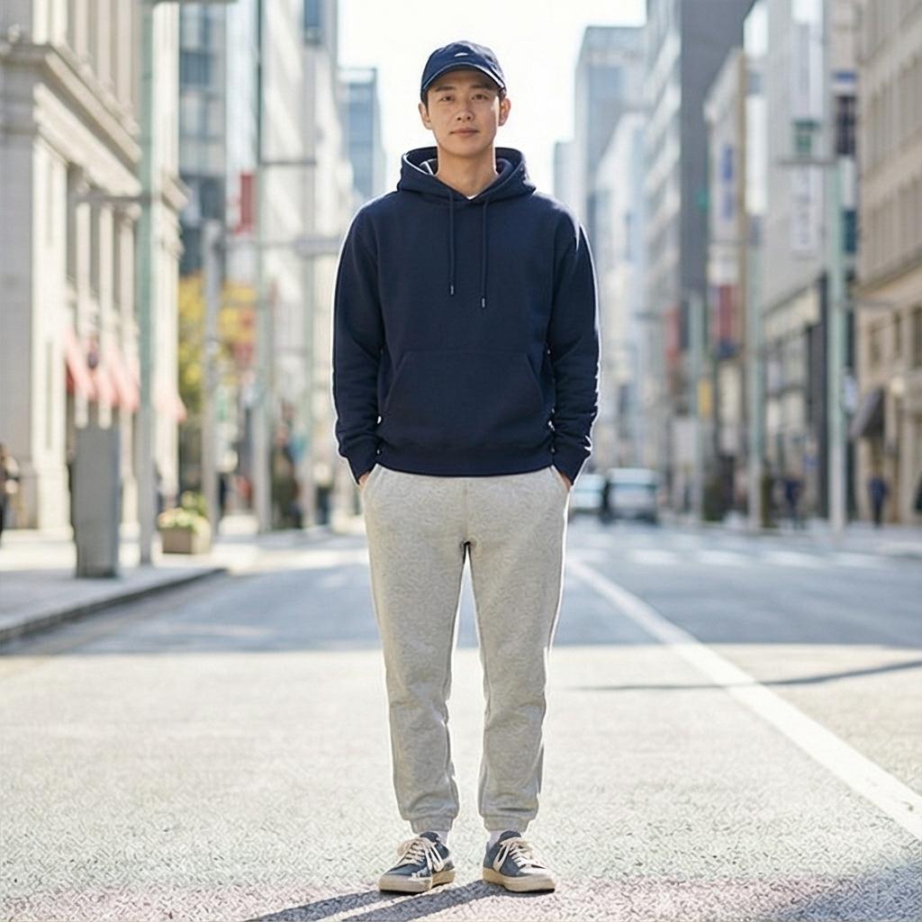 회색 조거 팬츠: 편안한 분위기