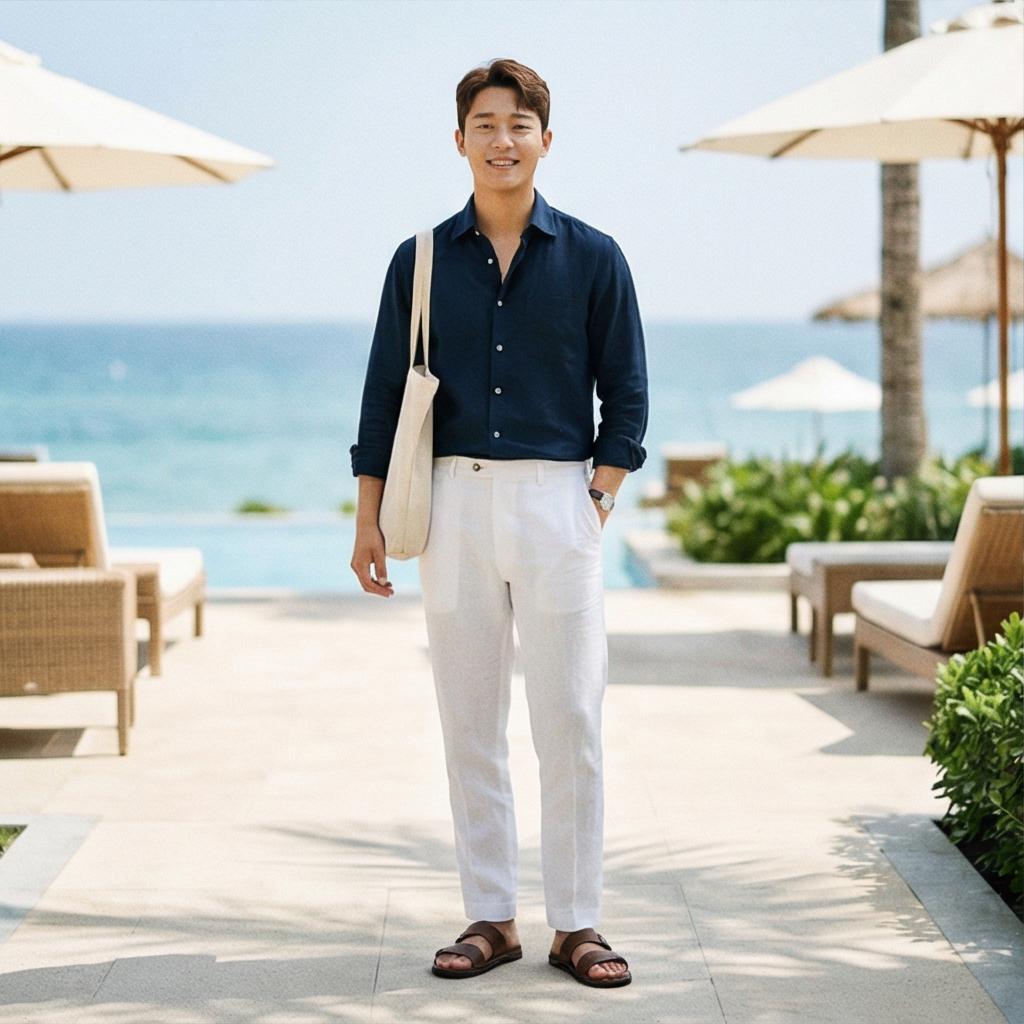 화이트 팬츠: 청량한 휴가철 스타일