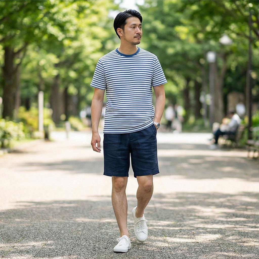 스트라이프 티셔츠: 경쾌한 분위기의 나들이룩