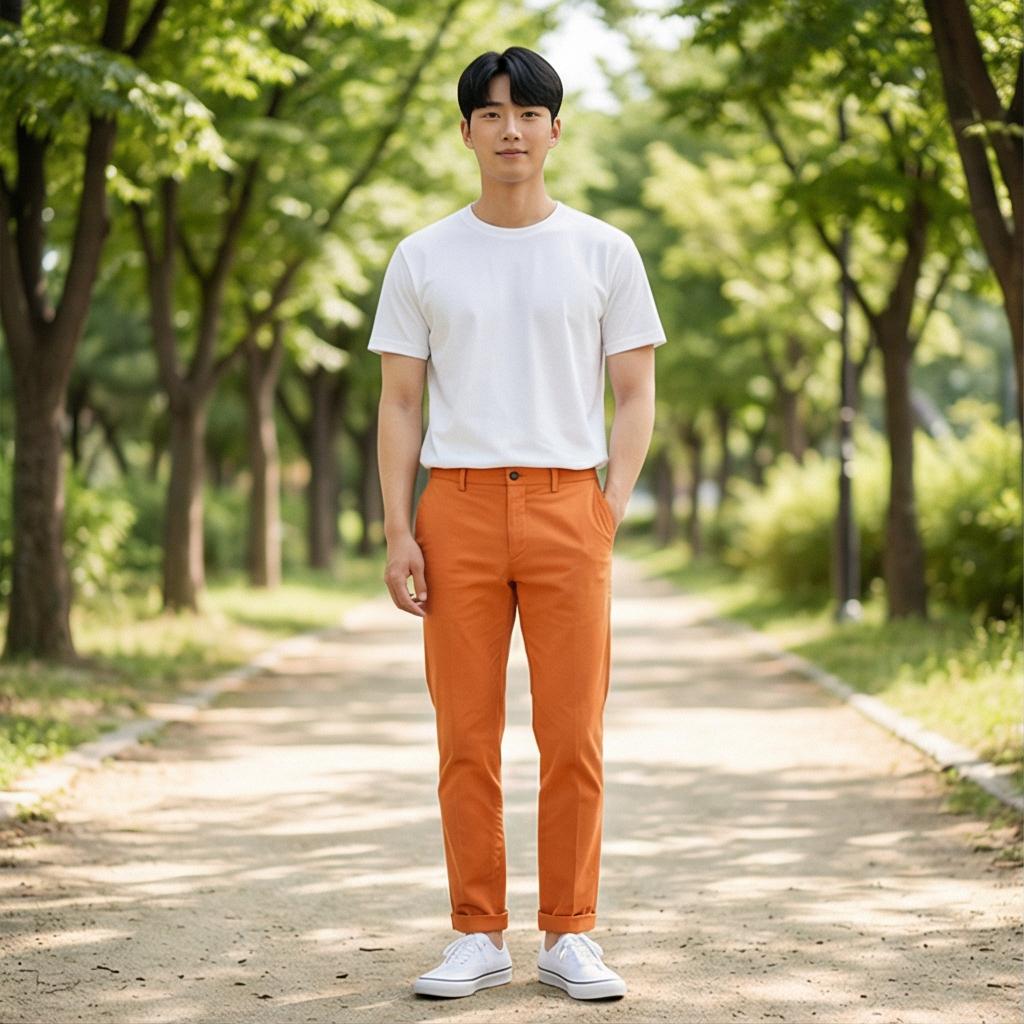 흰색 무지 티셔츠와 스니커즈: 깔끔한 주말 나들이 룩