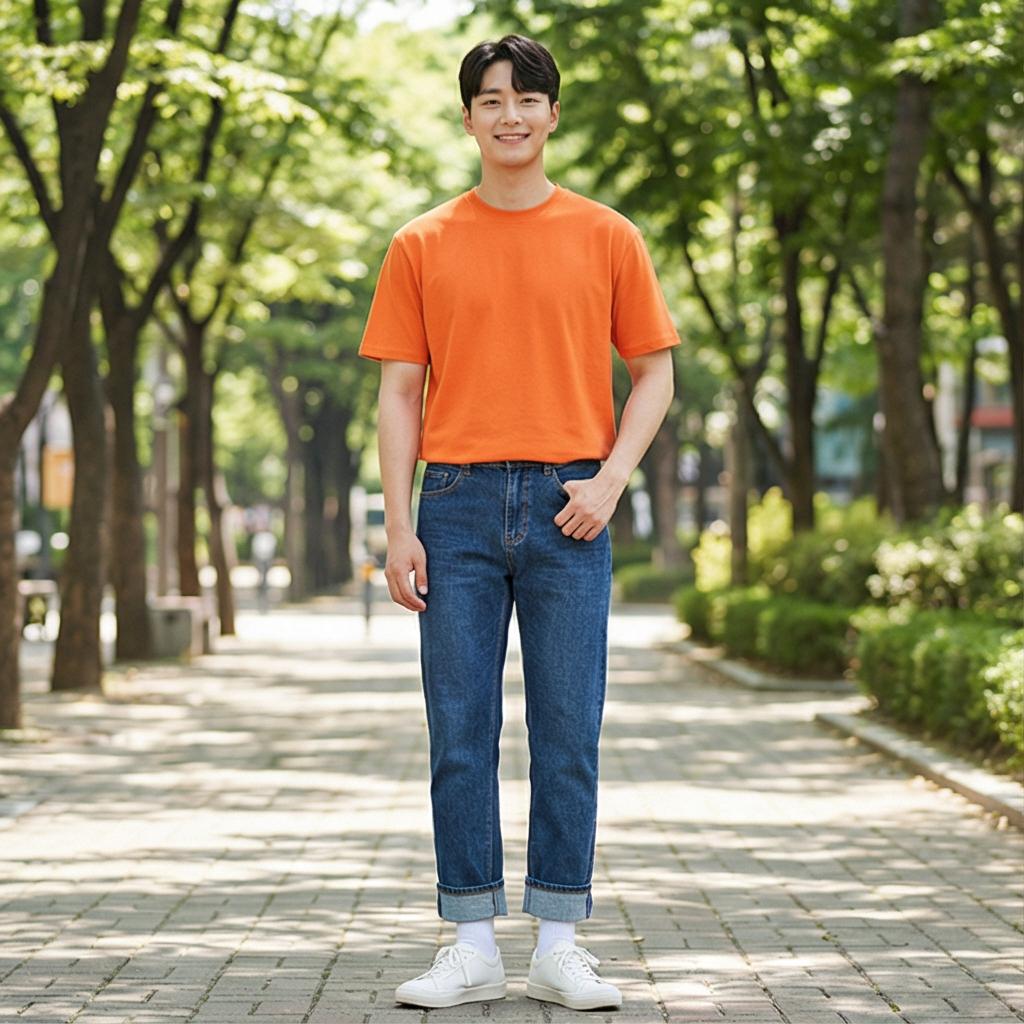 진청 데님 팬츠: 편안한 주말 나들이 룩