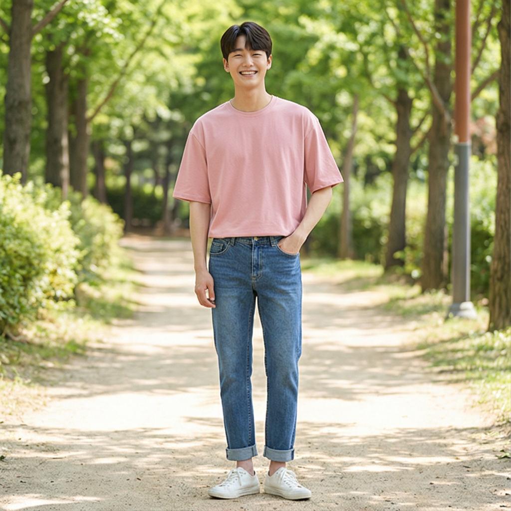 중청 데님 팬츠: 산뜻한 나들이 스타일