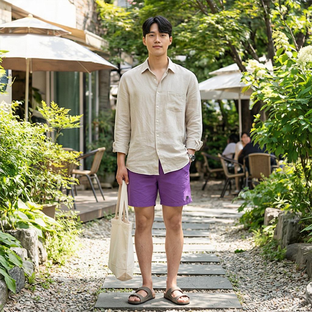 베이지색 린넨 셔츠: 여유로운 리조트룩