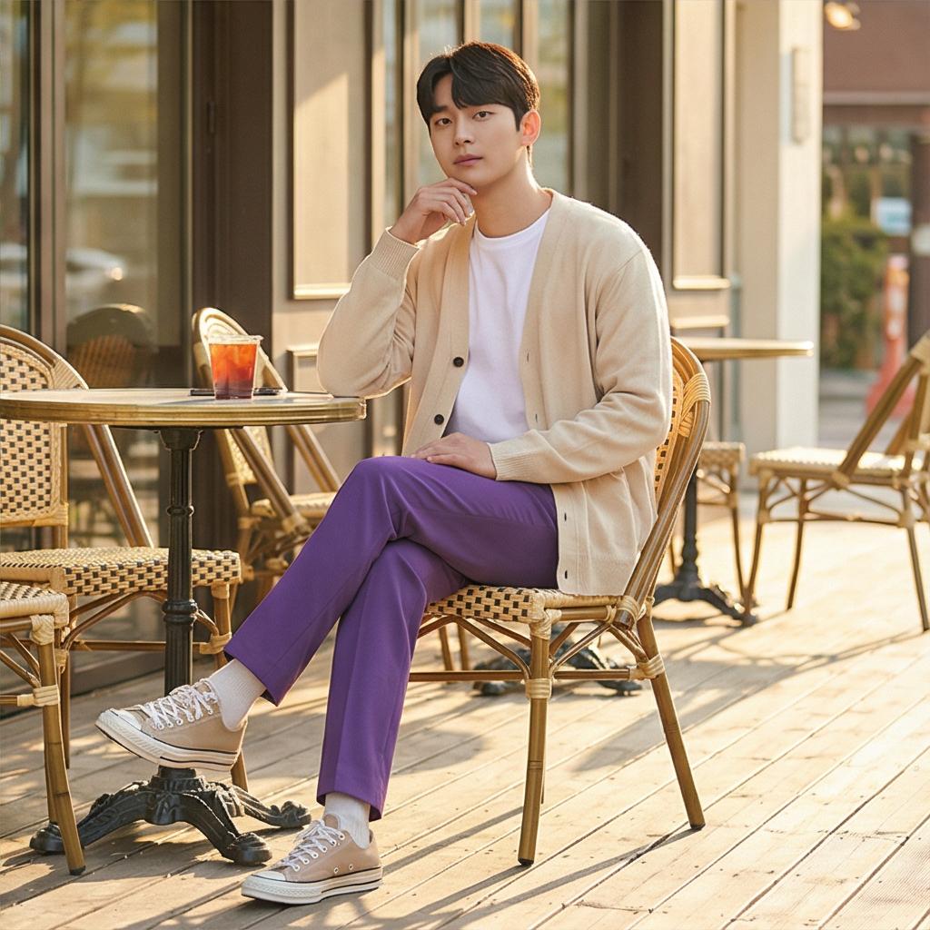 베이지색 가디건: 부드러운 데이트룩