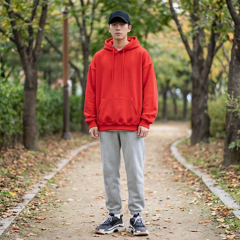 베이지 치노 팬츠: 부드러운 분위기