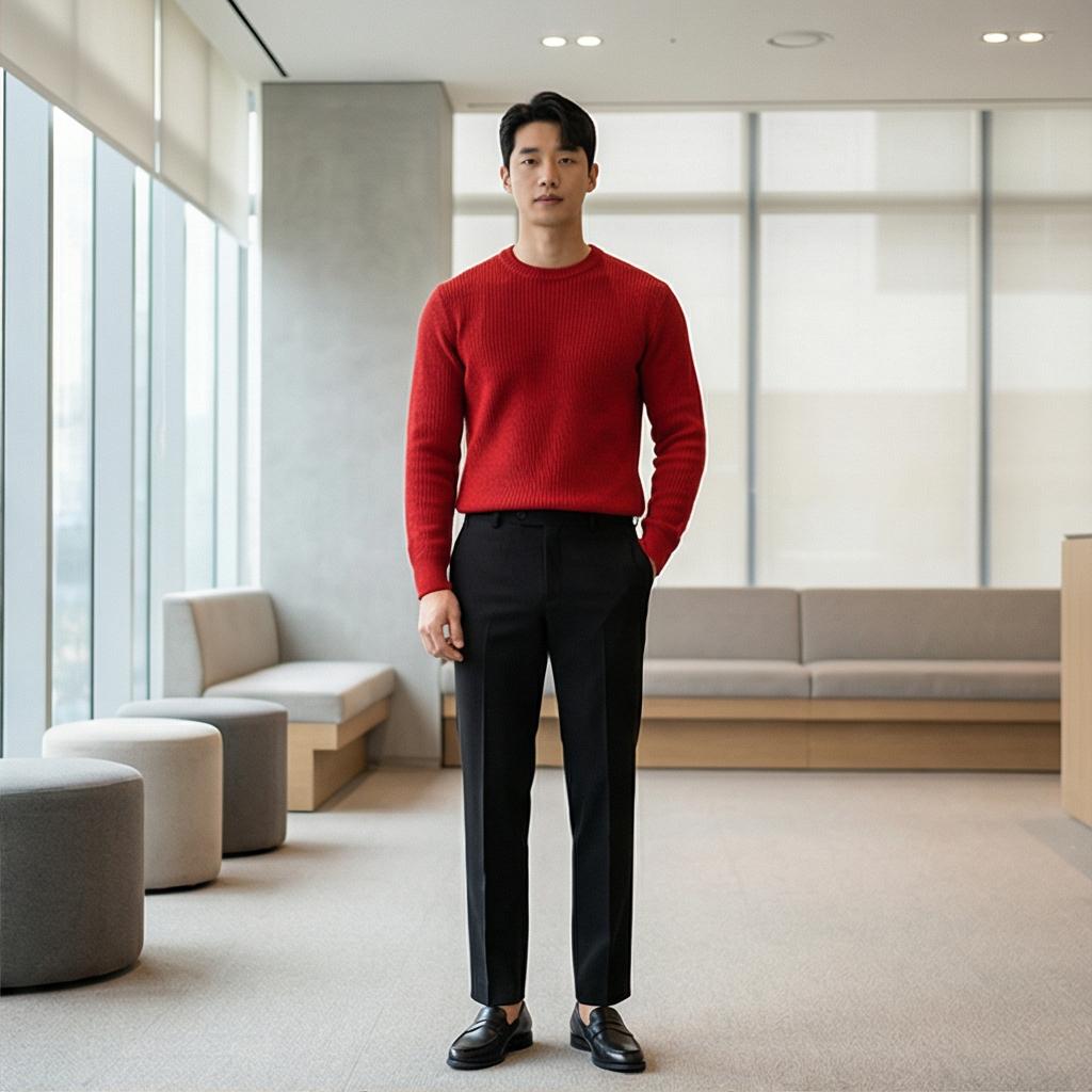 핵심 아이템: 검정색 슬랙스 – 모던한 오피스 룩