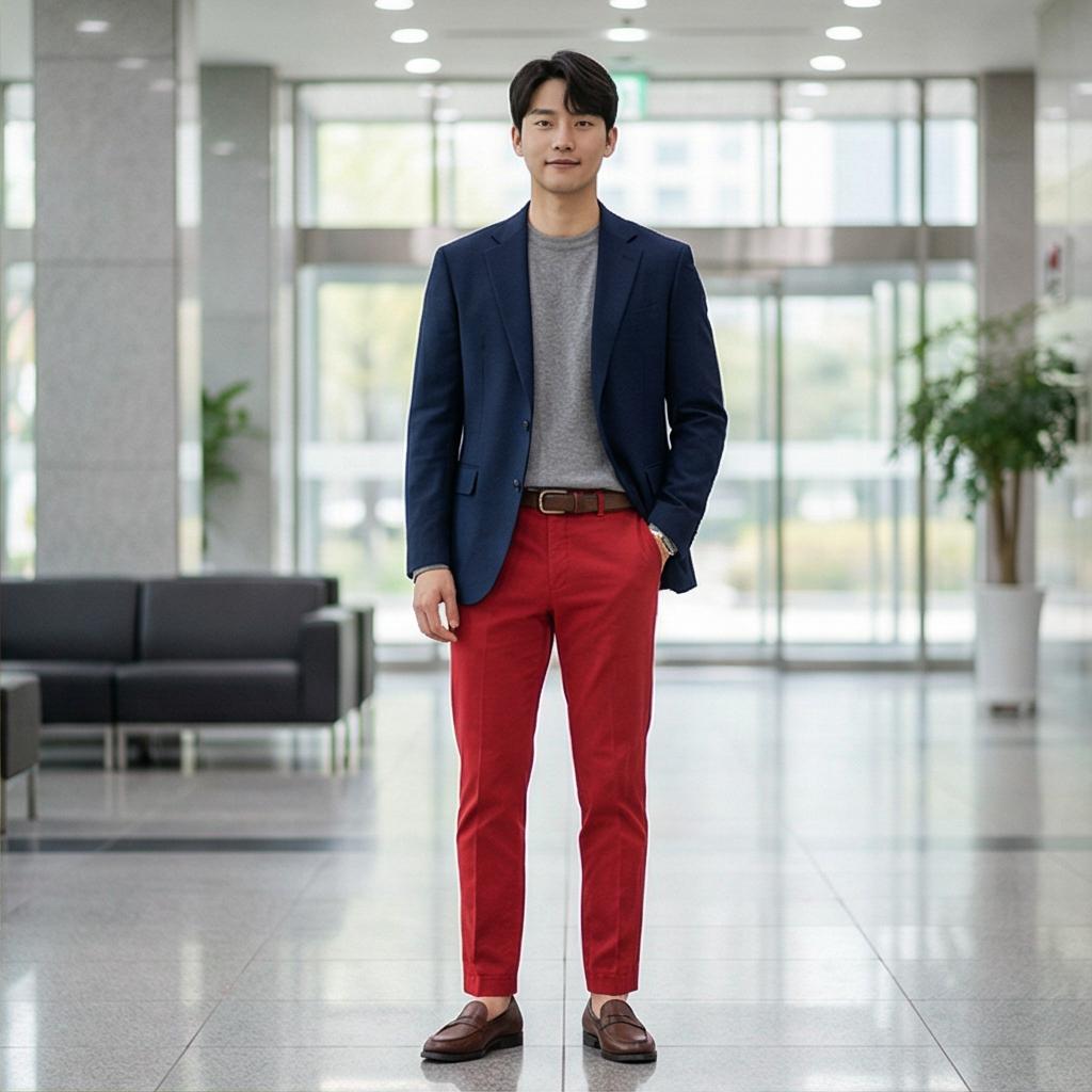 네이비 자켓: 격식과 위트가 있는 비즈니스 캐주얼룩