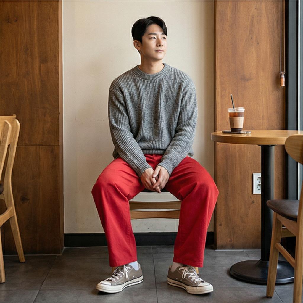 회색 니트: 부드럽고 따뜻한 무드