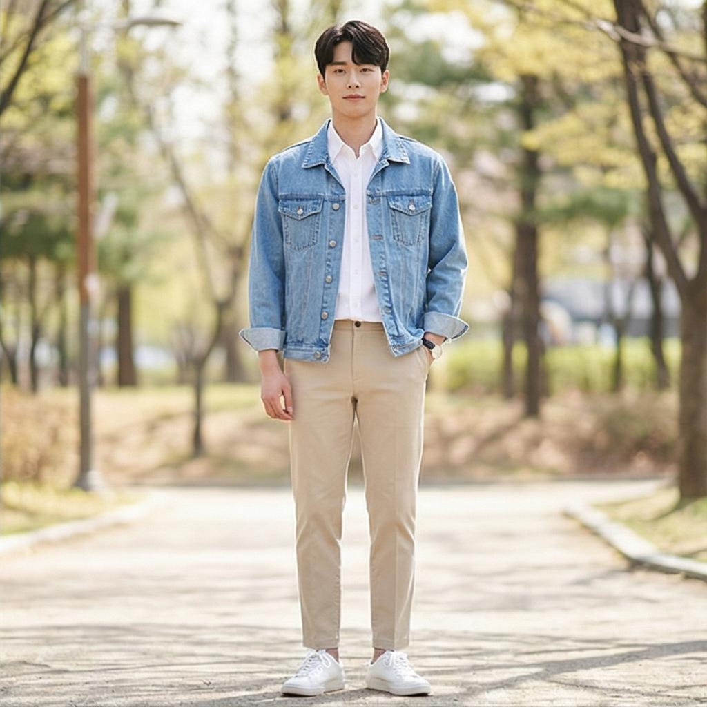 베이지색 면바지: 부드러운 분위기