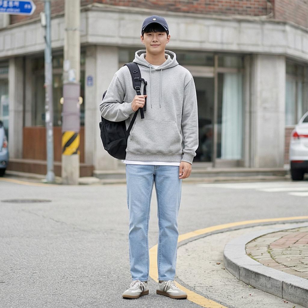 회색 후드티: 편안한 꾸안꾸 마실룩