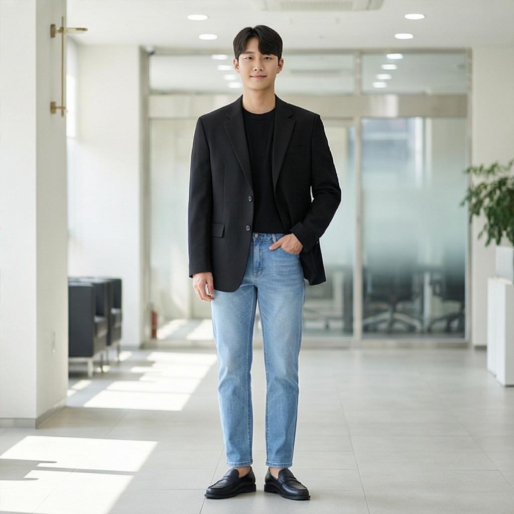 검정색 블레이저 자켓: 깔끔한 비즈니스 캐주얼룩
