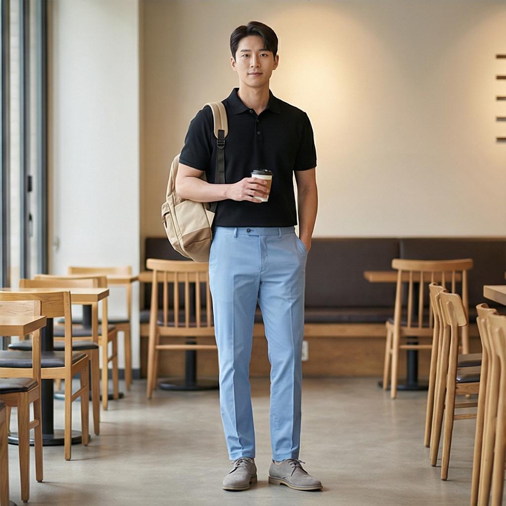 블랙 피케 셔츠: 깔끔한 위크엔드룩