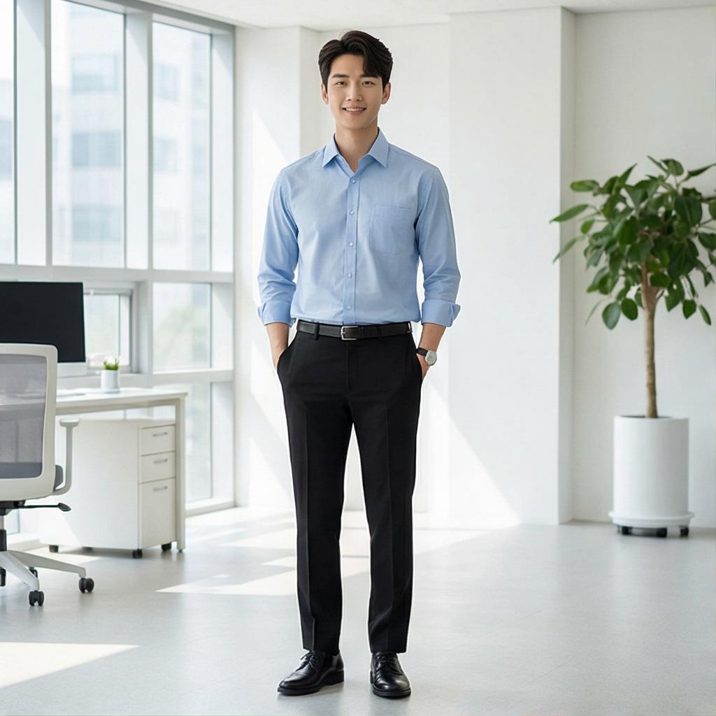 검정 슬랙스: 깔끔한 비즈니스 캐주얼 룩