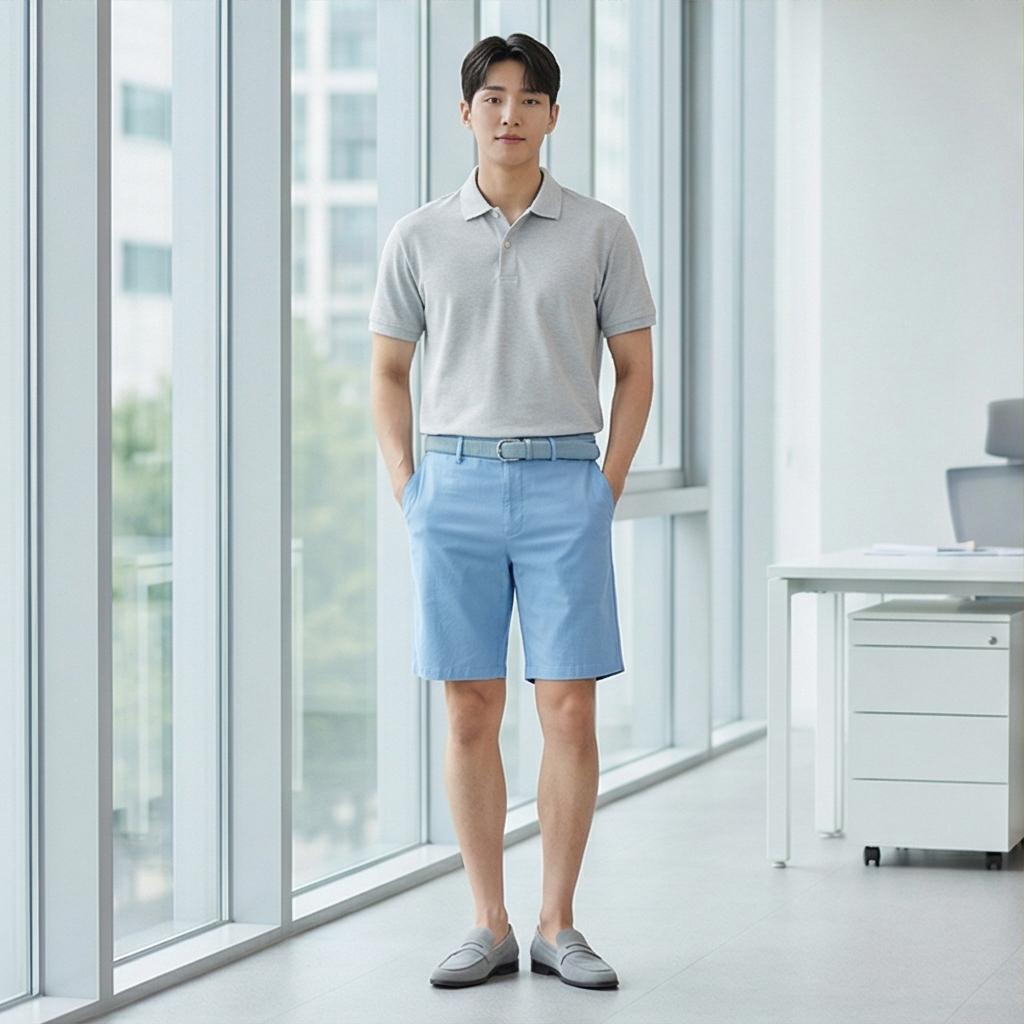 회색 피케 셔츠: 단정한 비즈니스 캐주얼 스타일