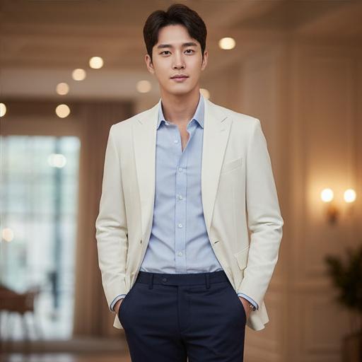 네이비 슬랙스: 단정한 하객룩