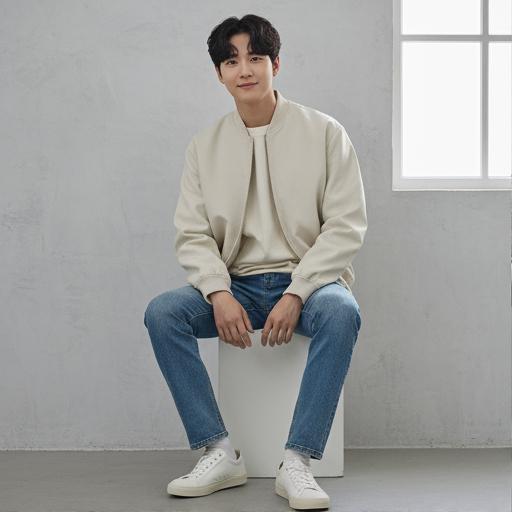 크림색 맨투맨과 청바지: 캐주얼 데일리룩