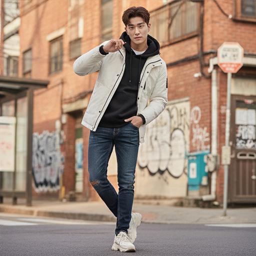 검정 후드티와 청바지: 캐주얼 스트릿룩