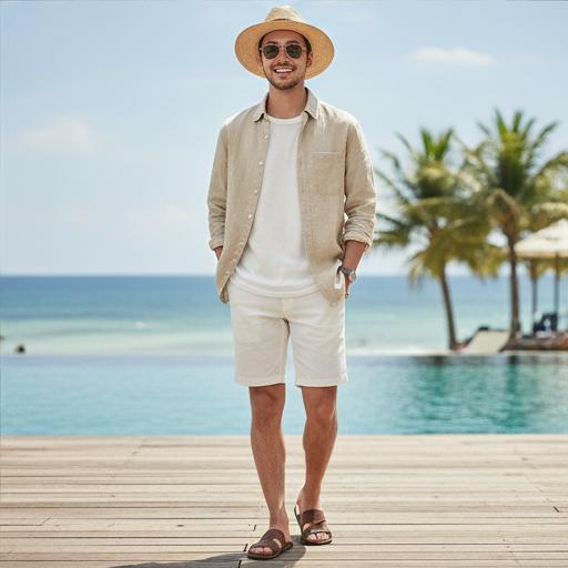 베이지 린넨 셔츠: 편안한 바캉스룩