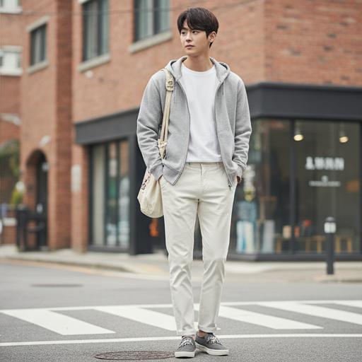 그레이 후디: 캐주얼 데일리룩