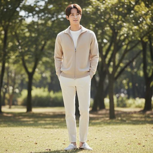 베이지 집업: 미니멀 근교 나들이룩