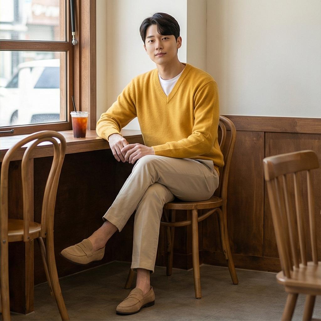 베이지 면바지: 부드러운 감성의 데이트 룩