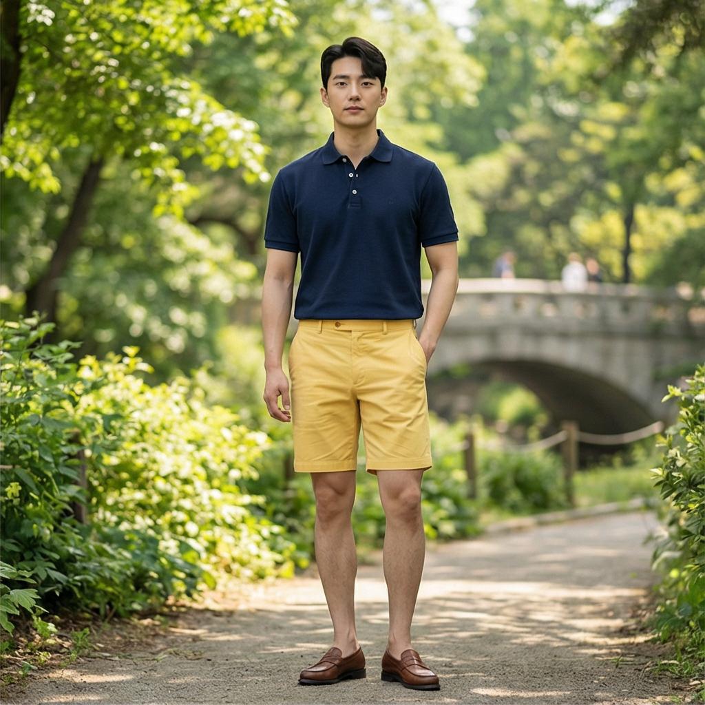 네이비 피케 셔츠: 단정한 나들이 스타일