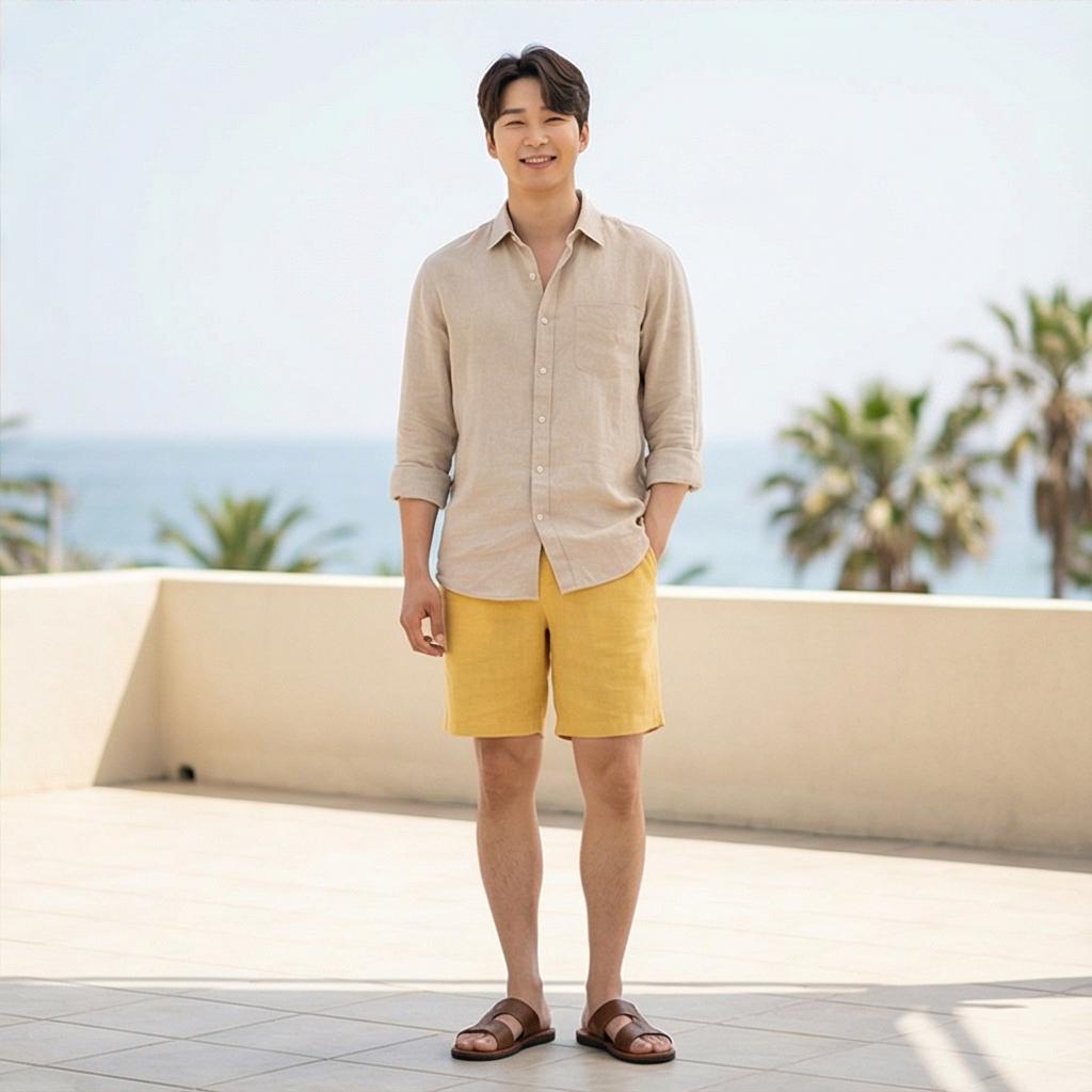 베이지 린넨 셔츠: 여유로운 바캉스 스타일