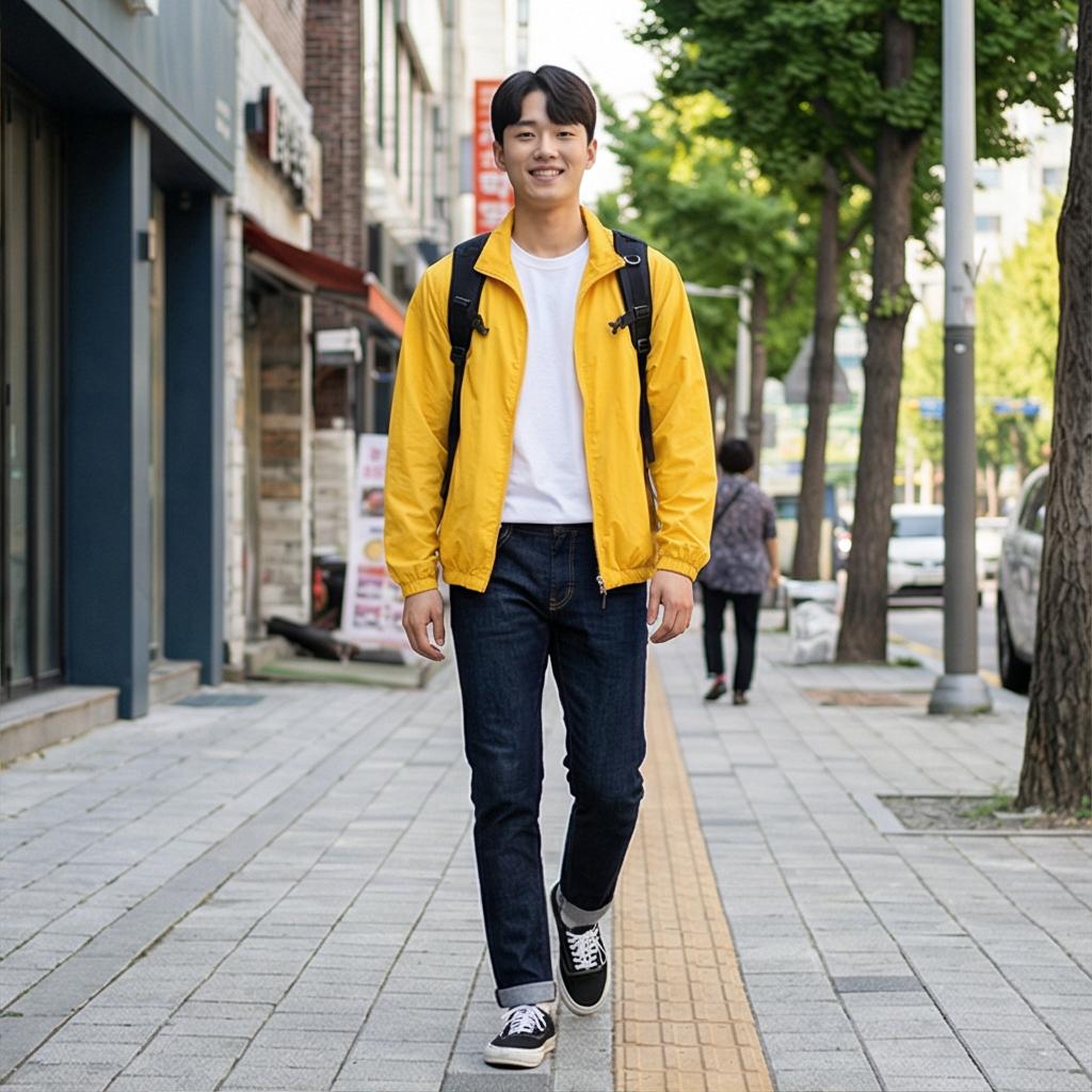 진청 데님 팬츠: 단정한 캐주얼 룩