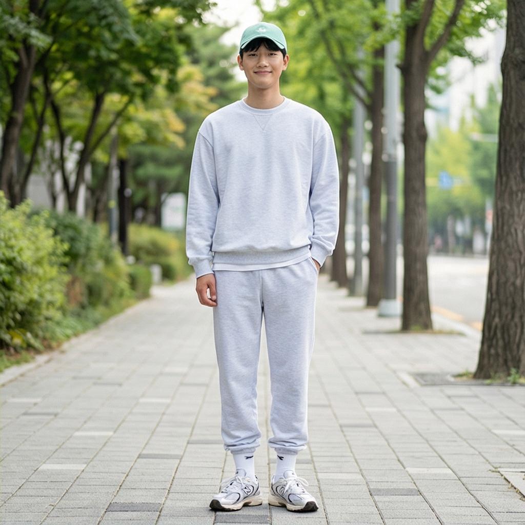 회색 스웨트 셋업: 편안한 산책 룩