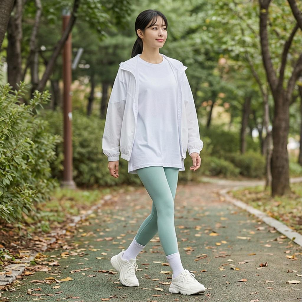 오버핏 화이트 티셔츠: 편안한 데일리 산책 룩