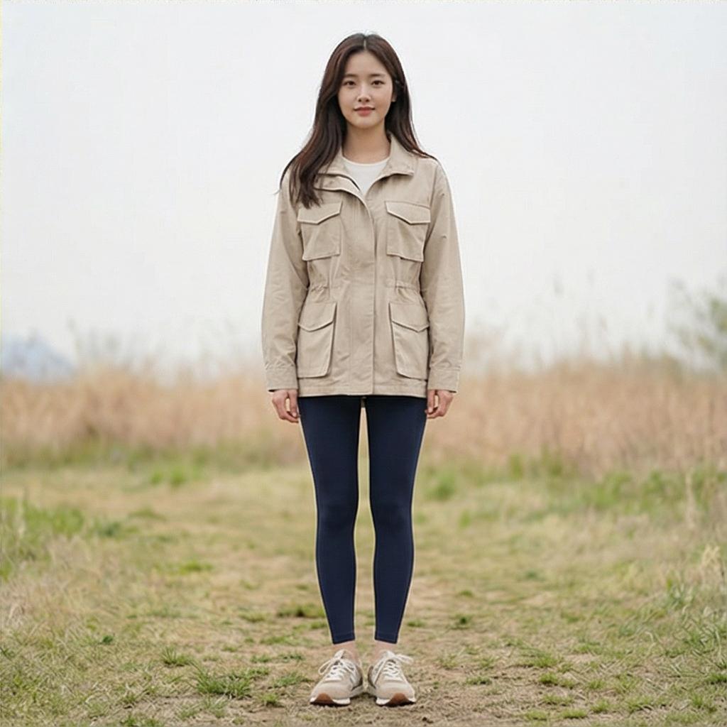 베이지색 야상 점퍼: 부드러운 아웃도어 룩