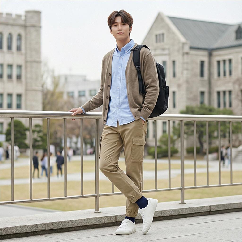 화이트 스니커즈: 산뜻하고 활동적인 캠퍼스 룩