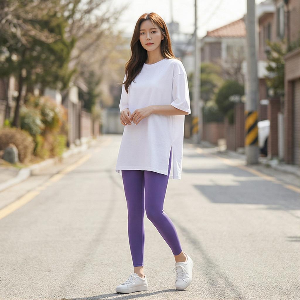 오버핏 흰색 티셔츠: 편안한 동네 산책 룩