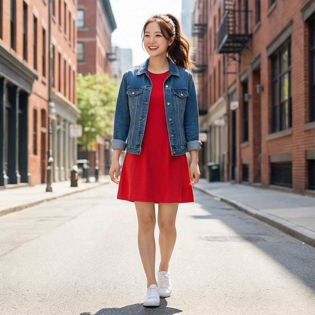 데님 자켓: 경쾌하고 활동적인 나들이 룩