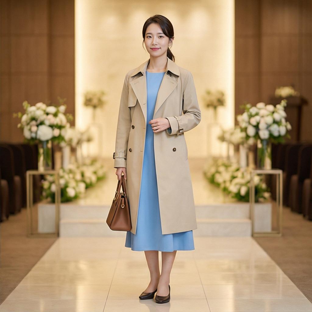 베이지 트렌치코트: 우아한 무드