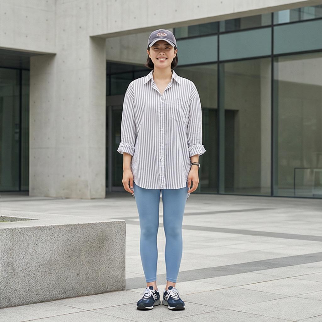 롱 기장 스트라이프 셔츠: 세련된 꾸안꾸 룩