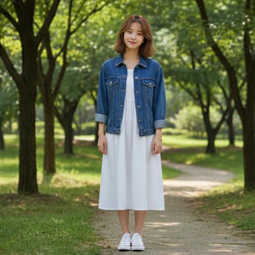 데님 자켓: 활동성을 강조한 주말 나들이룩