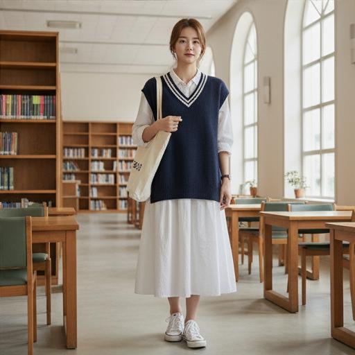 니트 조끼: 계절을 타지 않는 편안한 캠퍼스룩