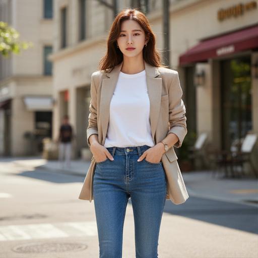 흰 티셔츠, 청바지: 캐주얼 데일리룩