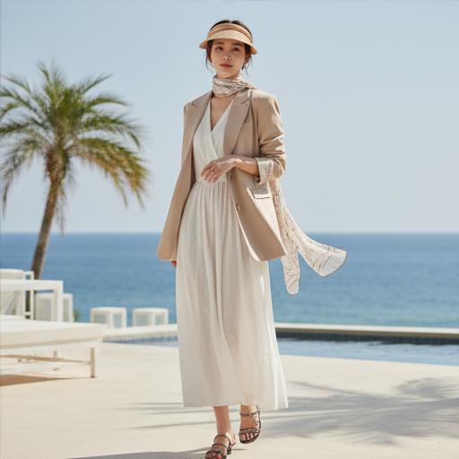 화이트 원피스: 여유로운 휴양지 무드