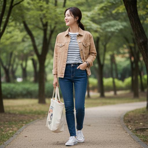 스트라이프 티셔츠: 어디든 떠날 수 있는 근교 나들이 룩